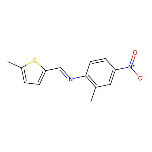 2-methyl-N-[(E)-(5-methylthiophen-2-yl)methylidene]-4-nitroaniline structure