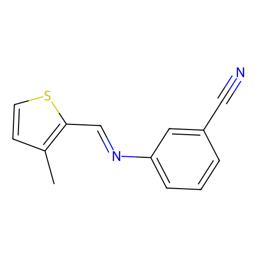 3-{[(3-Methyl-2-thienyl)methylene]amino}benzonitrile structure