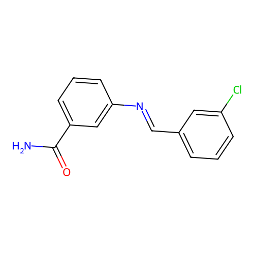 3-{[(E)-(3-chlorophenyl)methylidene]amino}benzamide structure