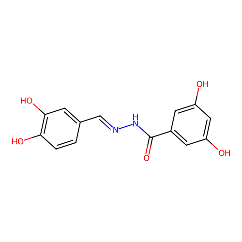 N-[(3,4-dihydroxyphenyl)methylideneamino]-3,5-dihydroxybenzamide structure