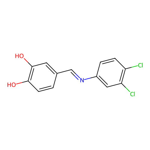 4-{(E)-[(3,4-dichlorophenyl)imino]methyl}benzene-1,2-diol structure