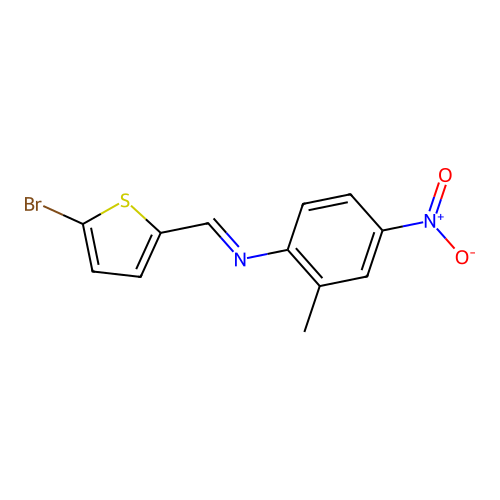 N-[(5-bromo-2-thienyl)methylene]-2-methyl-4-nitroaniline structure