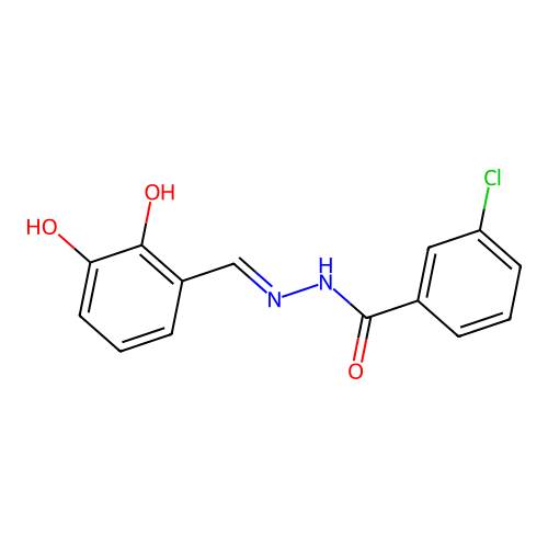 3-chloro-N-[(2,3-dihydroxyphenyl)methylideneamino]benzamide structure