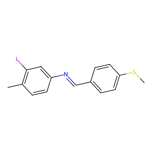 (3-Iodo-4-methyl-phenyl)-(4-methylsulfanyl-benzylidene)-amine structure
