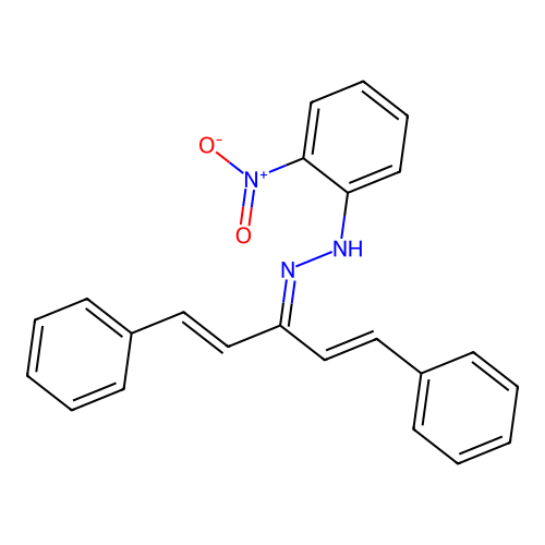 N-[[(1E,4E)-1,5-diphenylpenta-1,4-dien-3-ylidene]amino]-2-nitroaniline structure