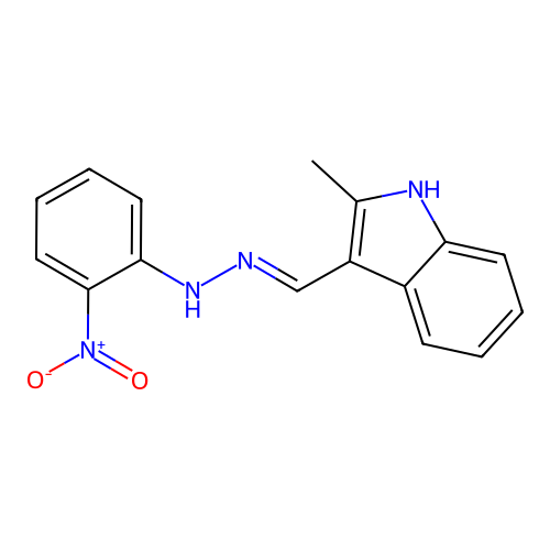 N-[(2-methyl-1H-indol-3-yl)methylideneamino]-2-nitroaniline structure