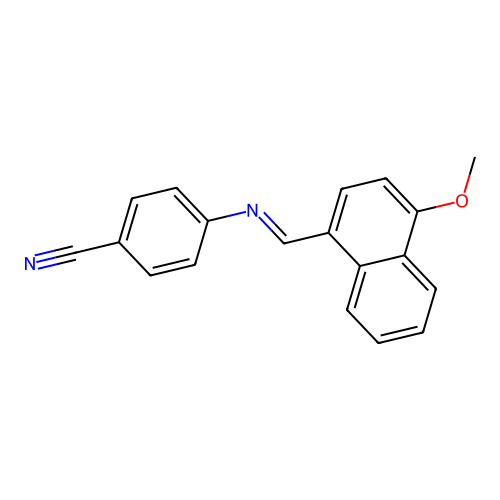 4-{[(E)-(4-methoxynaphthalen-1-yl)methylidene]amino}benzonitrile structure