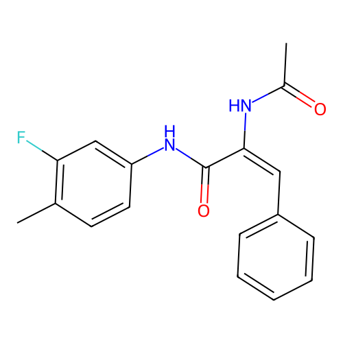 (E)-2-acetamido-N-(3-fluoro-4-methylphenyl)-3-phenylprop-2-enamide structure