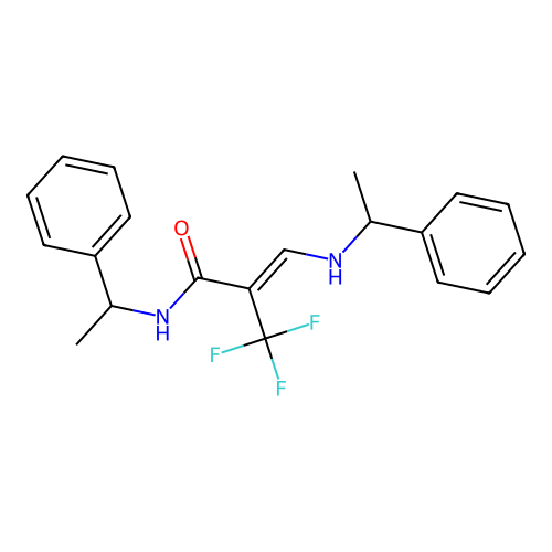 N-(1-Phenylethyl)-3-[(1-phenylethyl)amino]-2-(trifluoromethyl)prop-2-enamide structure