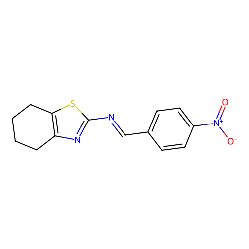 (NE)-N-[(4-Nitrophenyl)methylidene]-4,5,6,7-tetrahydro-1,3-benzothiazol-2-amine structure