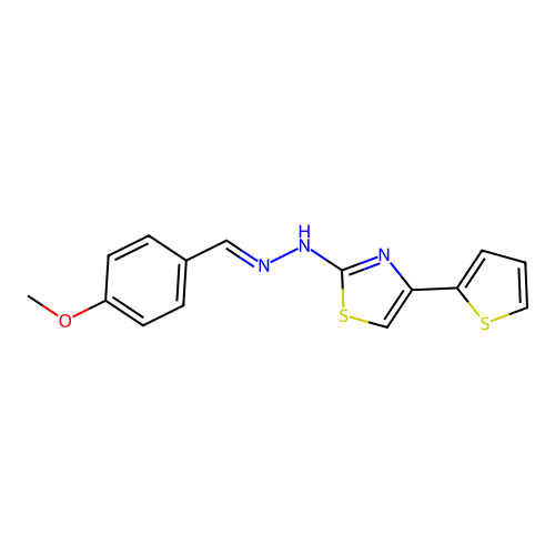 (E)-2-(2-(4-methoxybenzylidene)hydrazinyl)-4-(thiophen-2-yl)thiazole structure