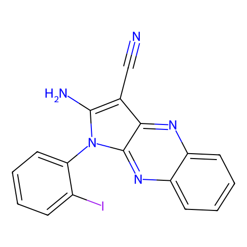 2-amino-1-(2-iodophenyl)-1H-pyrrolo[2,3-b]quinoxaline-3-carbonitrile structure