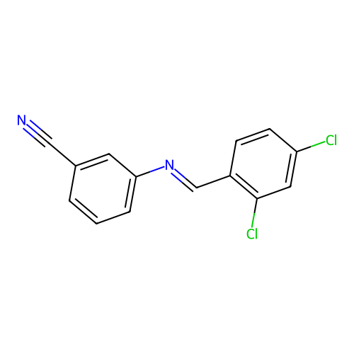 3-{[(E)-(2,4-dichlorophenyl)methylidene]amino}benzonitrile structure