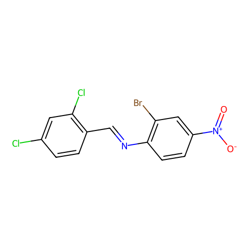 (2-Bromo-4-nitro-phenyl)-(2,4-dichloro-benzylidene)-amine structure