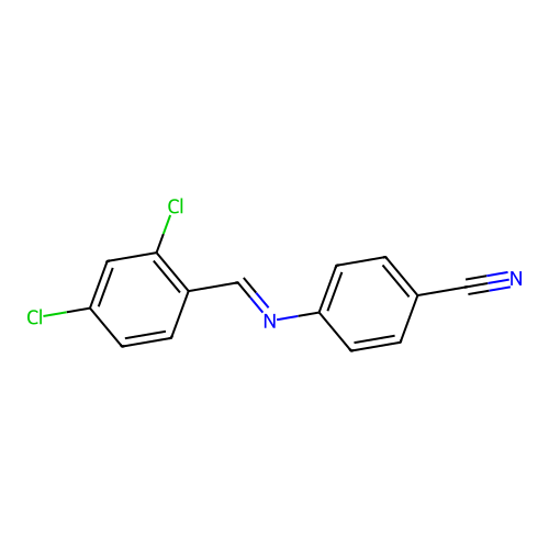 4-{[(E)-(2,4-dichlorophenyl)methylidene]amino}benzonitrile structure