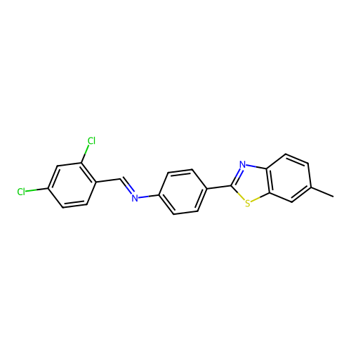 N-(2,4-dichlorobenzylidene)-4-(6-methyl-1,3-benzothiazol-2-yl)aniline structure