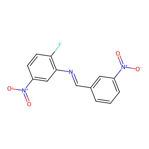 2-fluoro-5-nitro-N-[(E)-(3-nitrophenyl)methylidene]aniline structure