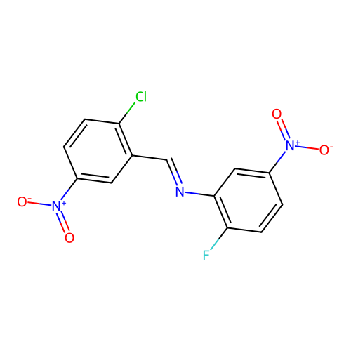 N-(2-chloro-5-nitrobenzylidene)-2-fluoro-5-nitroaniline structure