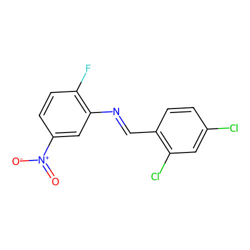 1-(2,4-dichlorophenyl)-N-(2-fluoro-5-nitrophenyl)methanimine structure
