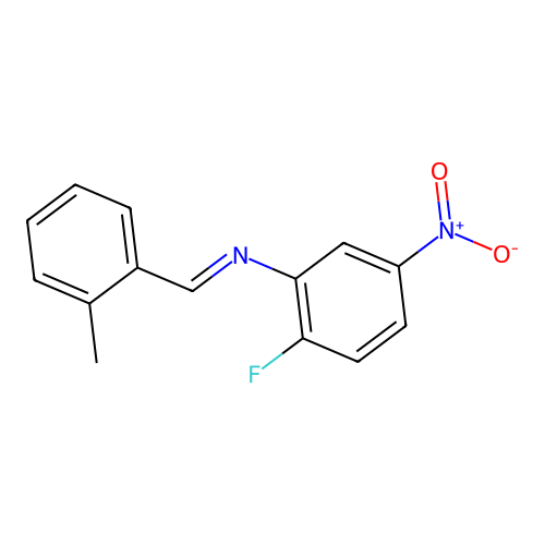 2-fluoro-N-[(E)-(2-methylphenyl)methylidene]-5-nitroaniline structure