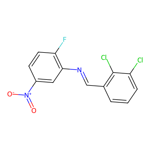 N-[(E)-(2,3-dichlorophenyl)methylidene]-2-fluoro-5-nitroaniline structure