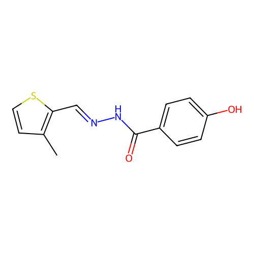 4-hydroxy-N-[(E)-(3-methylthiophen-2-yl)methylideneamino]benzamide structure
