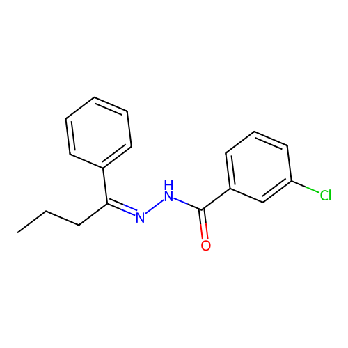 3-chloro-N'-(1-phenylbutylidene)benzohydrazide structure