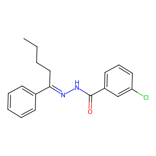 3-chloro-N'-(1-phenylpentylidene)benzohydrazide structure