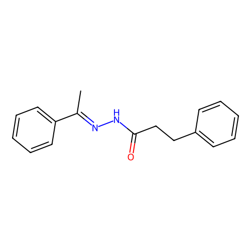 3-phenyl-N'-[(1E)-1-phenylethylidene]propanehydrazide structure