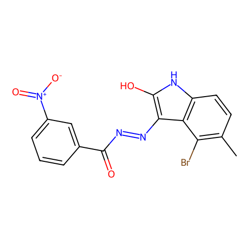 N'-(4-bromo-5-methyl-2-oxo-1,2-dihydro-3H-indol-3-ylidene)-3-nitrobenzohydrazide structure