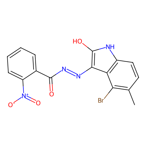 N'-(4-bromo-5-methyl-2-oxo-1,2-dihydro-3H-indol-3-ylidene)-2-nitrobenzohydrazide structure