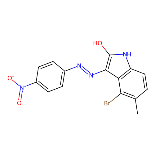 4-Bromo-5-methyl-3-[(4-nitro-phenyl)-hydrazono]-1,3-dihydro-indol-2-one structure