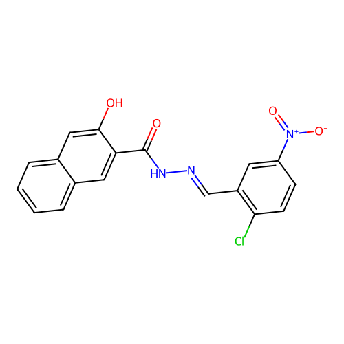 N'-(2-chloro-5-nitrobenzylidene)-3-hydroxy-2-naphthohydrazide structure