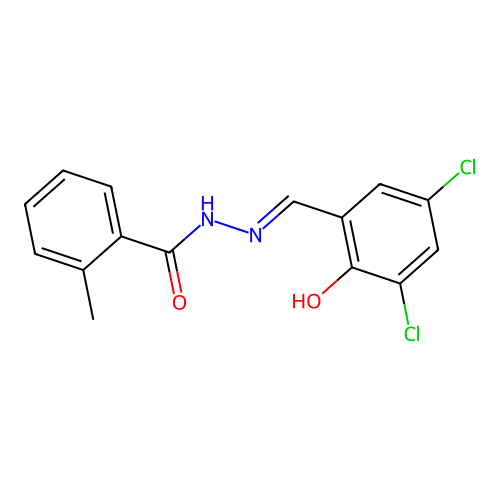 N-[(3,5-dichloro-2-hydroxyphenyl)methylideneamino]-2-methylbenzamide structure
