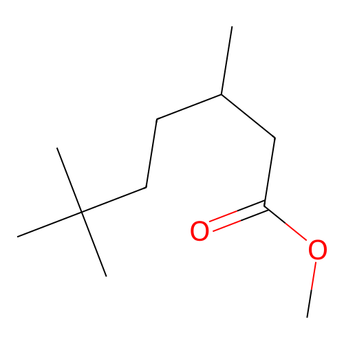 Heptanoic acid, 3,6,6-trimethyl-, methyl ester structure