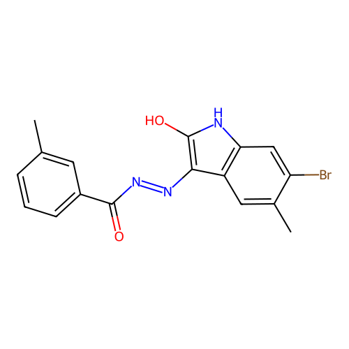 N'-(6-bromo-5-methyl-2-oxo-1,2-dihydro-3H-indol-3-ylidene)-3-methylbenzohydrazide structure