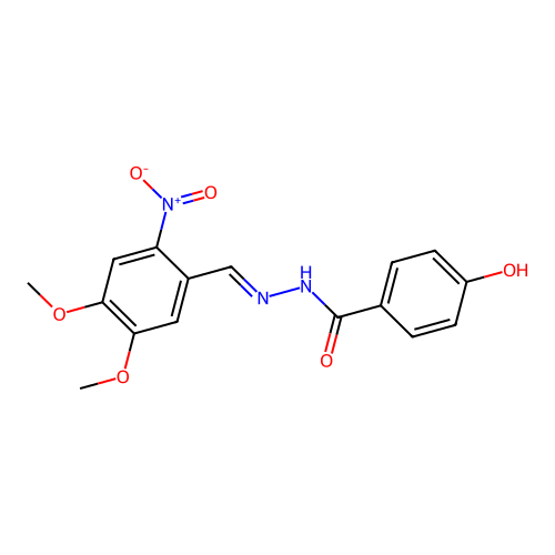 4-hydroxy-N'-{2-nitro-4,5-dimethoxybenzylidene}benzohydrazide structure