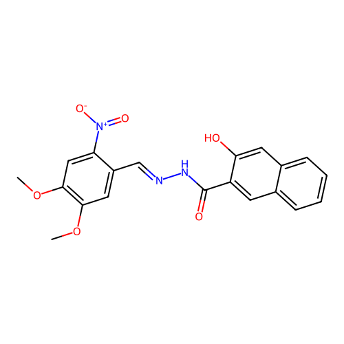 3-hydroxy-N'-{2-nitro-4,5-dimethoxybenzylidene}-2-naphthohydrazide structure