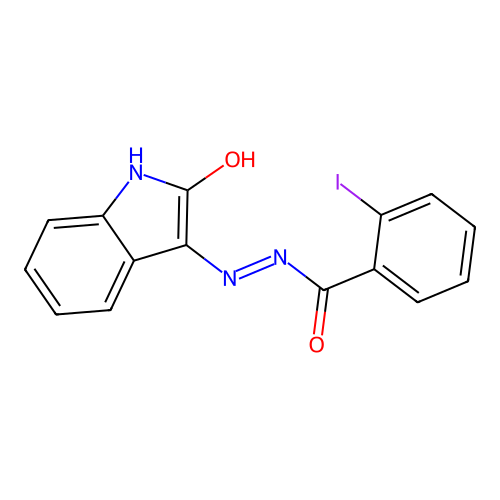 2-iodo-N'-(2-oxo-1,2-dihydro-3H-indol-3-ylidene)benzohydrazide structure