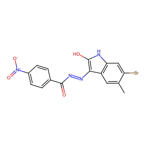 N'-(6-bromo-5-methyl-2-oxo-1,2-dihydro-3H-indol-3-ylidene)-4-nitrobenzohydrazide structure