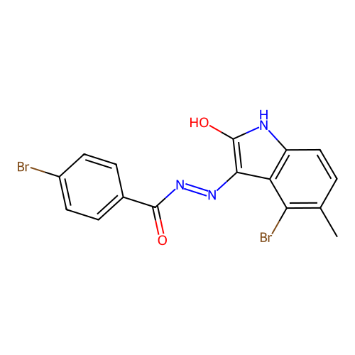4-bromo-N'-(4-bromo-5-methyl-2-oxo-1,2-dihydro-3H-indol-3-ylidene)benzohydrazide structure