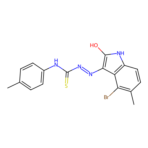 4-bromo-5-methyl-1H-indole-2,3-dione 3-[N-(4-methylphenyl)thiosemicarbazone] structure