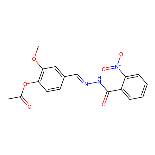 [2-methoxy-4-[(E)-[(2-nitrobenzoyl)hydrazinylidene]methyl]phenyl] acetate structure