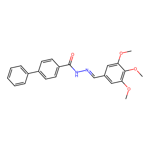 N'-(3,4,5-trimethoxybenzylidene)[1,1'-biphenyl]-4-carbohydrazide structure