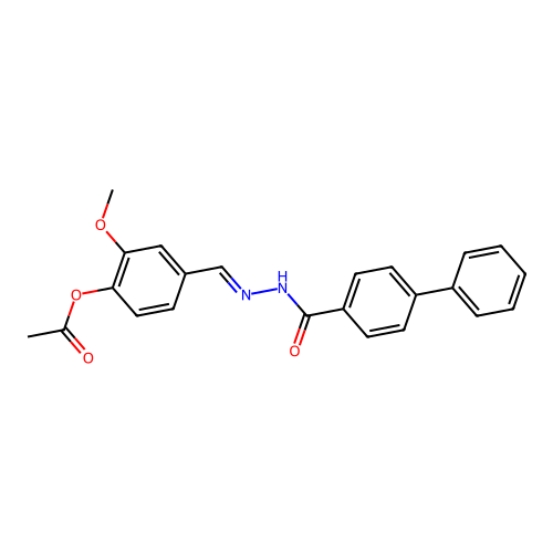 [2-methoxy-4-[(E)-[(4-phenylbenzoyl)hydrazinylidene]methyl]phenyl] acetate structure