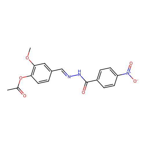 2-Methoxy-4-[2-(4-nitrobenzoyl)carbonohydrazonoyl]phenyl acetate structure