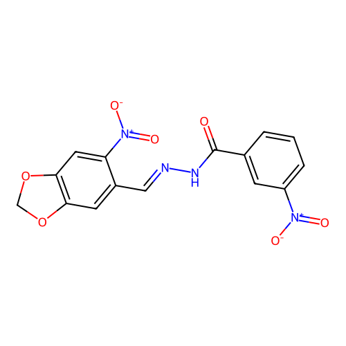 3-nitro-N'-({6-nitro-1,3-benzodioxol-5-yl}methylene)benzohydrazide structure