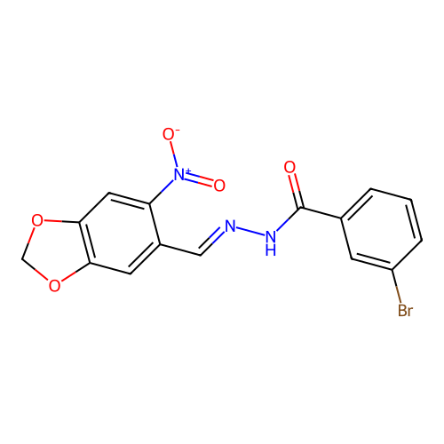 3-bromo-N'-({6-nitro-1,3-benzodioxol-5-yl}methylene)benzohydrazide structure