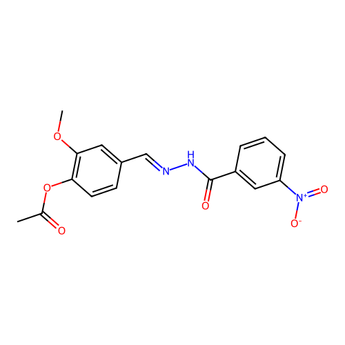 [2-methoxy-4-[(E)-[(3-nitrobenzoyl)hydrazinylidene]methyl]phenyl] acetate structure