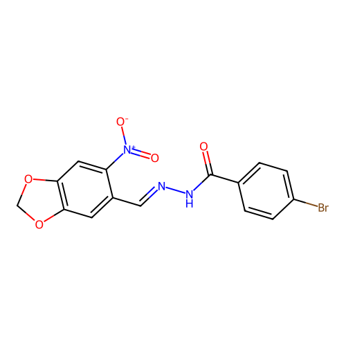 4-bromo-N'-({6-nitro-1,3-benzodioxol-5-yl}methylene)benzohydrazide structure